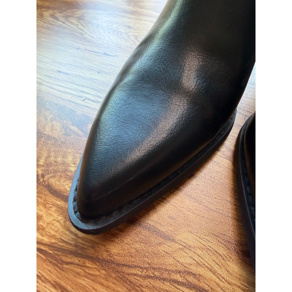 Oasis Society Black Vegan Leather Harness Ankle Boots Pointed Toe Block Heel 8.5 - Picture 5 of 10